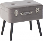 Mallard Modern Stool with Storage Space Grey Velvet Fabric