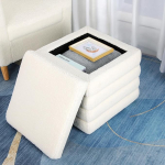 Meisax Stool with Storage Space, Foot Stool, Upholstered Stool, Lambflannel Bed Bench, Storage Box, Cube Seat for Living Room, Bedroom, Entrance Area (48 cm x 48 cm x 48