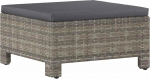 vidaXL Garden Stool with Cushion Foot Stool Side Stool Footstool Ottoman Garden Furniture Garden Patio Grey Poly Rattan