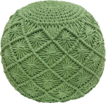 COTTON CRAFT Braided Macrame Pouf - Knitted Cotton Cord Comfortable Round Dori Pouf - Pre-filled Ottoman Footrest Bean Bag - Filled Boho Moroccan Accent Bean Bag -