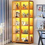 5-korruseline seisev vitriin, kapp, ustega raamatukapp, l&auml;bipaistvad akr&uuml;&uuml;luksed, kollektsion&auml;&auml;ride vitriin elutuppa, kontorisse, raamatutesse, m&auml;ngutuppa, must (80 x 32 x 165 cm) (pruun Double)