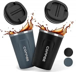 2 termokruusi komplekt, Coffee to Go, 380 ml kohvikruus to Go Termokruus lekkekindla kaanega