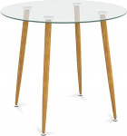 Tangkula &uuml;mmargune klaasist s&ouml;&ouml;gilaud, kaasaegne vaba aja laud karastatud klaasist ja metallist jalgadega, &uuml;mmargune konverentsilaua 4 inimesele, l&auml;bipaistev ja naturaalne