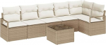 7-teiliges Garten-Sofa Set mit Kissen Braun Poly-Rattan, 2-Sitzer Garten-Sofa mit Kissen Beige Poly-Rattan Gartenlounge Model3346411