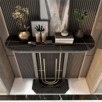 Must konsoollaud U-kujulise alusega, kaasaegne koridorilaud, sissep&auml;&auml;sulaud, diivanilaud dekoratsiooniks ja organiseerimiseks (v&auml;rv : must, suurus : 80cm)