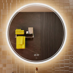 KWW suur kaasaegne LED &uuml;mmargune vannitoa vannitoa tualettpeegel, reguleeritav v&auml;rvitemperatuur, uduvastased timmitavad tuled, horisontaalne/vertikaalne seinapeegel (90 x 90 cm)