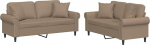 Tomostar Diivan-set f&uuml;r Wohnzimmer, 3-Sitzer und 2-Sitzer, 2-teilig, mit Kissen, Cappuccino, Kunstleder