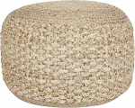 Beliani Pouf Puuvillast ja džuudist beež &uuml;mmargune l&auml;bim&otilde;&otilde;t 50 cm Punutud istmepouf Boho stiilis Dinni