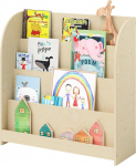 Bellabino Baru laste raamaturiiul - Montessori raamaturiiul 4 laia sektsiooniga - laste puidust raamaturiiul - avatud laste riiul naturaalses toonis - lastetoa m&ouml;&ouml;bel 88 x 30 x 80 cm (K x S x L)
