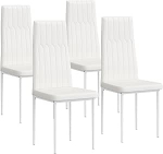 Clevich s&ouml;&ouml;gitoa toolid 4-kohaline komplekt k&otilde;rge seljatoega, kergesti hooldatavad s&ouml;&ouml;gitoolid, veekindel PVC, kaasaegsed polsterdatud toolid k&ouml;&ouml;ki, s&ouml;&ouml;gituppa, elutuppa, kuni 120 kg, valge, 4 tk.