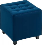 HOMCOM v&auml;ike jalahoob Ottomani, sametist jalatugi, kummist puidust jalgade ja pehmendatud istmega ruudukujuline jalahoob elutuppa, magamistuppa, esikusse, 35 x 35 x 35 cm, sinine