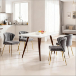 Fiximaster S&ouml;&ouml;gitooli komplekt 4 pehmendusega s&ouml;&ouml;gitooli Modernsed sametist k&ouml;&ouml;gitoolid seljatoega, ergonoomiline kuldsete jalgadega tool, s&ouml;&ouml;gitooli elutuppa, k&ouml;&ouml;ki, magamistuppa