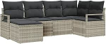 Rantry 6-teiliges Garten-Sofa-Set mit Kissen Hellgrau Poly Rattan Gartenlounge Model3346452