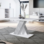 PROROOM FURNITURE - Onyx Mini - Kohvilaud 120 x 60 cm K&otilde;rgus 60 cm - Ristk&uuml;likukujuline kohvilaud - Diivanilaud - Kohvilaud - Elutoa laud Modern - V&auml;ike k&uuml;ljelaud - Valge matt/betoon v&auml;limus