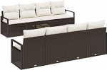 Rantry 9-teiliges Garten Sofa Set mit Kissen Braunes Poly Rattan Gartenlounge Model3354977