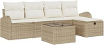 6 St&uuml;ck Garten Sofa Set mit Kissen Beige Poly Rattan Gartenlounge Model3359070