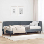 Kaasaegne pehmendusega voodi Lamelliraamiga puidust diivan magamisfunktsiooniga Diivanvoodi puidust jalaga nurgavoodi raam madratsiga Tumehall 90 x 200 cm Velvet