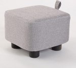 GGoty Square Wooden Footstool Linen Upholstered Chair Seat Stool Home Living Room Bedroom Study Porch Office Footrest (28x28x20cm, Grey)