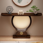 Schmaler, moderner Holztisch f&uuml;r den Eingangsbereich, stilvoller Sofatisch f&uuml;r den Flur, hinter der Couch, Konsole, platzsparendes Design f&uuml;r kleine R&auml;ume, vielseitige M&ouml;bel f&uuml;r Heimdekoration