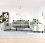 LAPOOH 3209247 3-osaline diivanikomplekt padjadega helehall samet, Lounge diivan, diivanid ja diivanid, Relax diivan, diivan elutuppa, diivan magamisfunktsiooniga