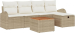 Rantry 6-teiliges Garten Sofa Set mit Kissen Beige Poly Rattan Gartenlounge Model3360837