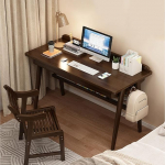 Computertisch aus nat&uuml;rlichem Bambus, modernes schlichtes Design, Schreibtisch f&uuml;r Zuhause, B&uuml;ro, Studenten, Arbeitszimmer, mit 2 Schubladen und Ablagen, 119 cm, Dunkelbraun
