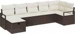 Rantry 7-teiliges Garten-Sofa-Set mit Kissen Braun Poly-Rattan Gartenlounge Model3360529