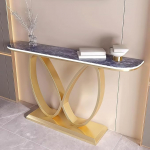 BRCYKRWY Marmor-Konsolentisch,Moderner Konsolentisch,Moderner Diivan- Und Console Table,Elegantes Ausstellungsm&ouml;bel,f&uuml;r Wohnzimmer,Eingang,Flur,Foyer,hinter Der Couch(Gold+Blue,150cm/59)