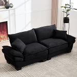 2-kohaline diivan, v&auml;ike diivan, kaasaegne, lihtne kahekohaline diivan, millel on sulgedega voodi, mis ulatub &uuml;he padjaga, on hubane, sobib koju, kontorisse, v&auml;ikestesse ruumidesse (must)