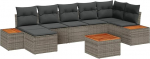 8-teiliges Garten-Sofa-Set mit Kissen Grau Poly-Rattan Akazie Gartenlounge Model3356804