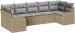 7-teiliges Garten Sofa Set mit Kissen Beige Poly Rattan, 2-Sitzer Garten Sofa mit Stauraum & Kissen Beige Poly Rattan Gartenlounge Model3354519