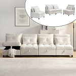 4-kohaline modulaarne eraldatav diivanikomplekt: Magamisfunktsioon, &scaron;enillkate, elutoa diivan-voodi kombinatsioon, beež, vabalt kombineeritav.