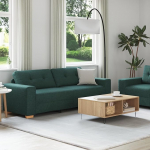 2-TLG. Sofagarnitur mit Kissen Gelb Stoff Zweisitzer Diivan Set mit Sessel, Modernes Wohnzimmer M&ouml;bel f&uuml;r Gem&uuml;tliche Atmosph&auml;re