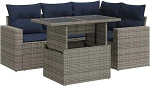 Garten-Sofagarnitur mit Stauraum & abnehmbaren Bez&uuml;gen - PE-Rattan, Grau, 55x62x69 cm - f&uuml;r Terrasse und Innenhof Model3326312