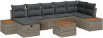 8-teiliges Garten-Sofaset mit Kissen Grau Poly-Rattan Gartenlounge Model3359646