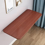 Klapptisch An der Wand montierter Klapptisch mit Klappblatt, platzsparend, Teakholzfarbe, perfekt f&uuml;r kleine R&auml;ume, ideal f&uuml;r das Home-Office, die Bar oder den Laptop-Einsatz, kompaktes 60 x