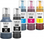 LAIPENG 105 106 Tindid &uuml;hilduvad Epson 105 106 printerile ET-7700 ET-7750 L7160 L7180 5-v&auml;rviline Multipack (must/fotomust/tsinine/magenta/kollane)