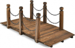 GOPLUS Wooden Bridge Made of Spruce Wood, 150 x 67 cm x 55 cm, Pond Bridge up to 180 kg, Garden Bridge with Railings and Chains, Bridge for Garden, Park, Backyard