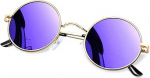KANASTAL Retro Runde Sonnenbrille Herren Damen Klassische Polarisierte Sonnenbrille Rund mit Metallrahmen Vintage Hippie Rave Brille UV400 Schutz