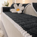 Aucrovee Weicher Pl&uuml;sch-Couchbezug f&uuml;r Hunde, waschbar, flauschige Sofabez&uuml;ge f&uuml;r Haustiere, waschbar, 3 Kissen, Couch-Sofa-Schonbezug, M&ouml;belschutz (1 St&uuml;ck, 69,8 x 149,9 cm, Dunkelgrau)