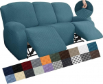 YEMYHOM Pack of 8 Stretch Deck Chair Diivan Covers Viimane Jacquard Lounger Diivan Cover k&uuml;ljetasku, mittelibisev, 3 padjakatet elastse p&otilde;hjaga (Diivan Lounger, Peacock Blue)