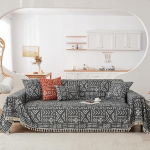 HANDONTIME Boho diivanikate 3 padja diivanile - geomeetriline disain elutoa lemmiklooma diivanikatte jaoks - must/valge