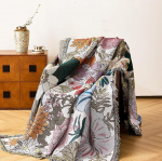 VANJOROY Boho-&Uuml;berwurfdecke f&uuml;r Couch-Bezug, 100 % handgewebte Baumwolle, S&uuml;dwestliches Bauernhaus, Blumendekor, wendbare Decke, Ganzjahres&uuml;berwurf f&uuml;r Sofa, Bett, Wandteppich, Outdoor, Camping