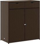 vidaXL aiakapp, palju hoiuruumi sisaldav kommunaalkapp, ustega k&uuml;lgkapp, r&otilde;dukapp, terrassikapp, pruun pol&uuml; rotangist kapp