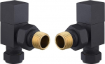 Keenware KRA-169 Lunar square towel rail/Radiator angle valves: Black