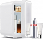 Enventor Mini k&uuml;lmik 6L/8 kanistrit, kosmeetikak&uuml;lmik koos timmitava LED-valguspeegliga, AC + 12V DC, jahuti ja soojendaja magamistoas, kodus, autos/nahahoolduses ja toiduainetes, valge