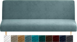 XINEAGE Velvet Futon Cover High Stretch Armless Spandex kangas Diivan Voodi Slipcover Non-Slip m&ouml;&ouml;bli kaitsja elastse p&otilde;hja masinpesu (Futon, Stone Blue)