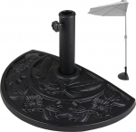 BAKAJI Garden Parasol Base Crescent Moon Parasol Pole Holder 38/48 mm Stabiilne kallutusvastane s&uuml;steem Ideaalne patio r&otilde;dule v&auml;ljas Diameeter 50 x 32 x 32 cm Must, must, kaasaegne