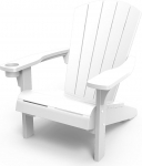 Keter Alpine Adirondack tool, &otilde;ues kasutatav plastist aiatool koos tassihoidjaga, valge, ilmastikukindel, Ameerika disainiklassika, aeda, terrassile ja r&otilde;dule, 93 x 81 x 96,5 cm