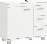 HOMCOM Vanity Unit sahtlitega, Soft-Close uks, U-kujuline v&auml;ljal&otilde;ige, vannitoa kapp, vannitoa kapp, vannitoa kapp, 70 x 30 x 64 cm, valge